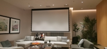 How to install an in-ceiling motorized tab tension screen
