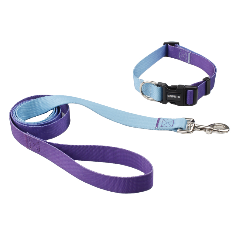 purple Gradient Ombre Color Polyester Pet Collars and Matching leash