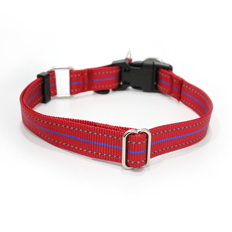 red Multi-Colored Stripe Dog Collars