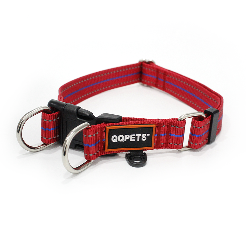 red Multi-Colored Stripe Dog Collars