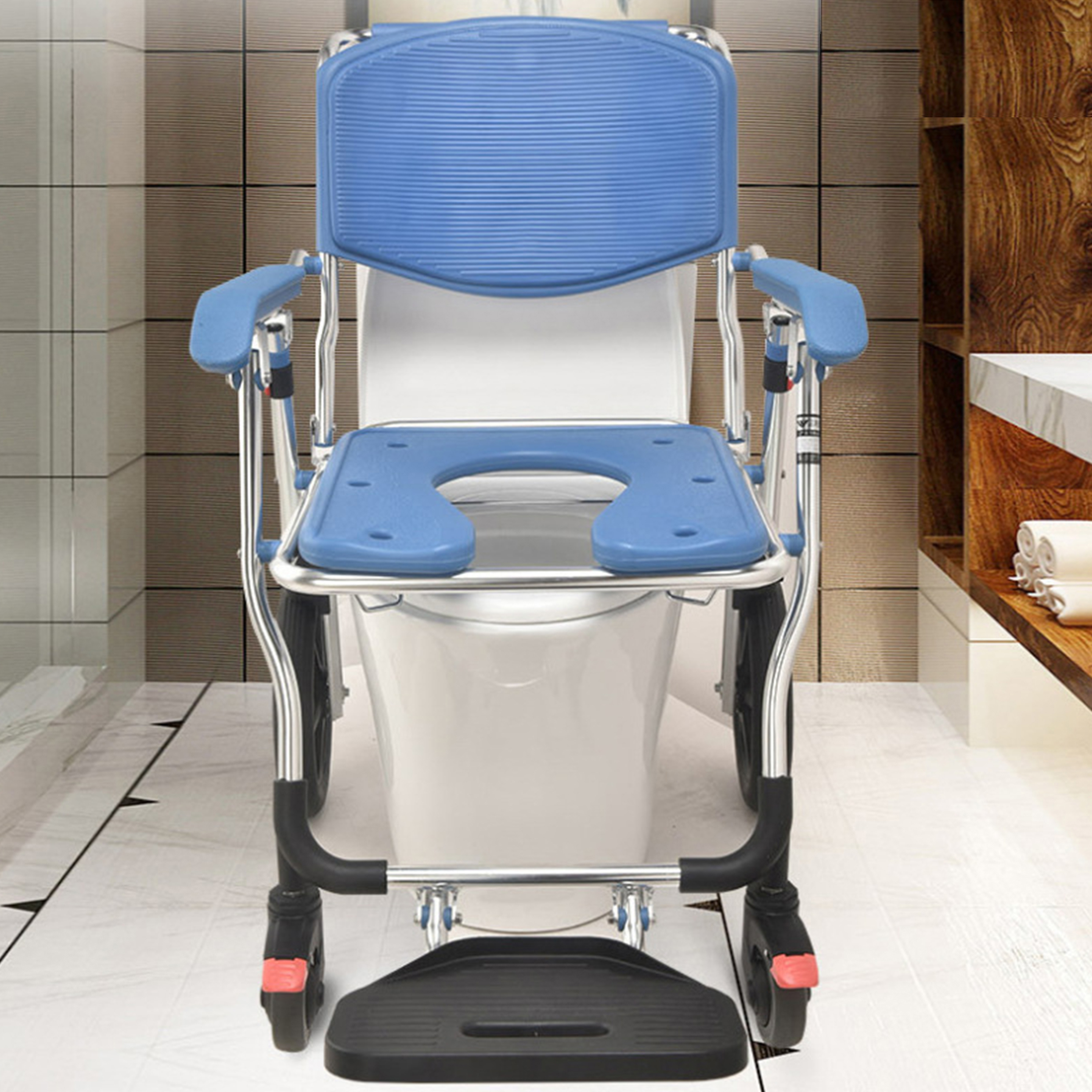 Aluminum folding commode shower chair with bedpan commode chair for ...