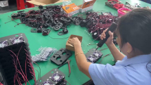 Power Inverter Fan Installing In Factory Producing Line
