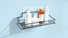 Best Self Adhesive Wall Mount Shower Caddy Corner Rack Bathroom Organizer Basket Supplier
