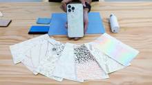 New design laser shiny patterns semi-transparent phone back film manufacturer in China