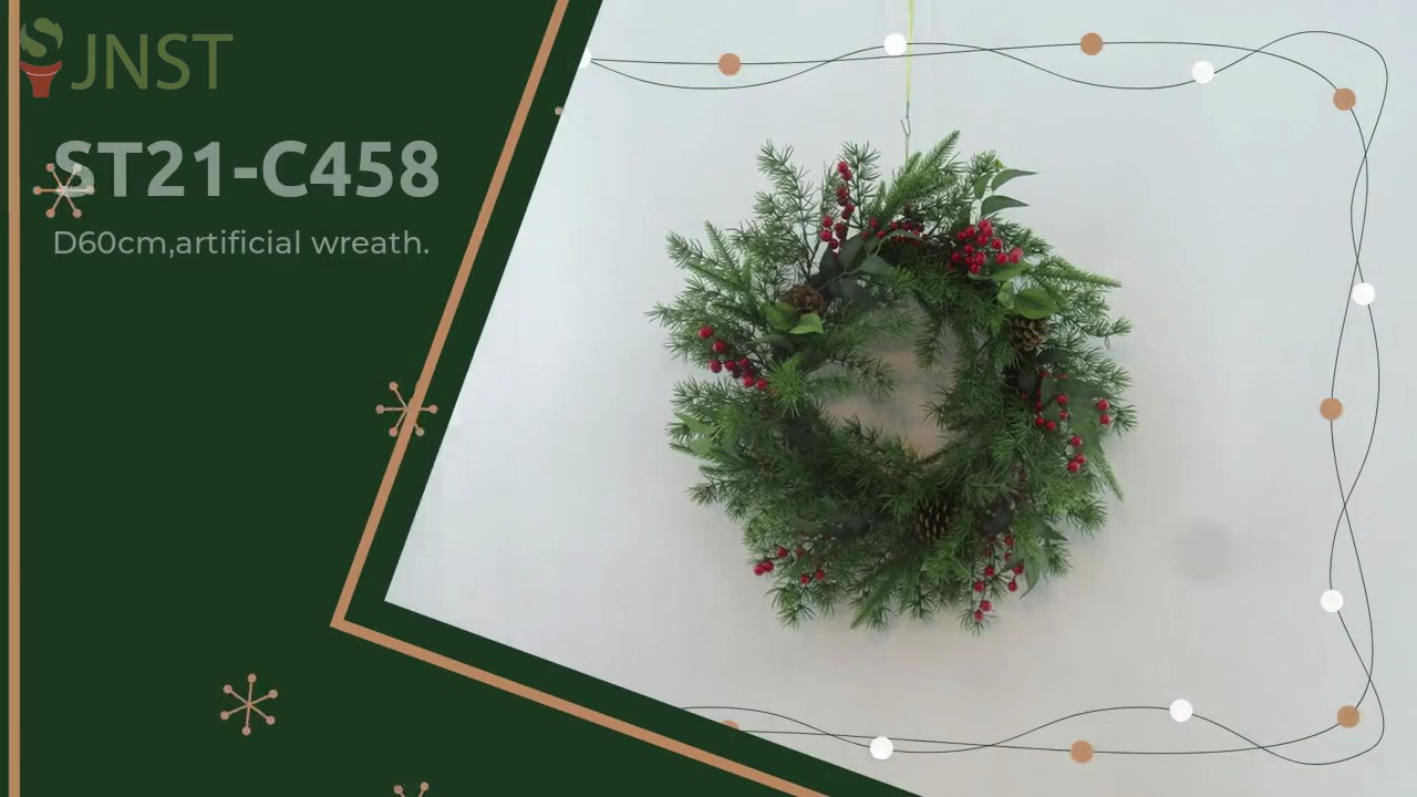 D60cm,artificial .wreath,with red berry.ST21-C456.