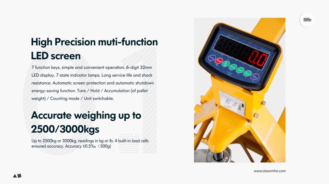 고품질 WH25/30ES 규모 팔레트 트럭 도매 Ningbo Staxx Material Handling Equipment