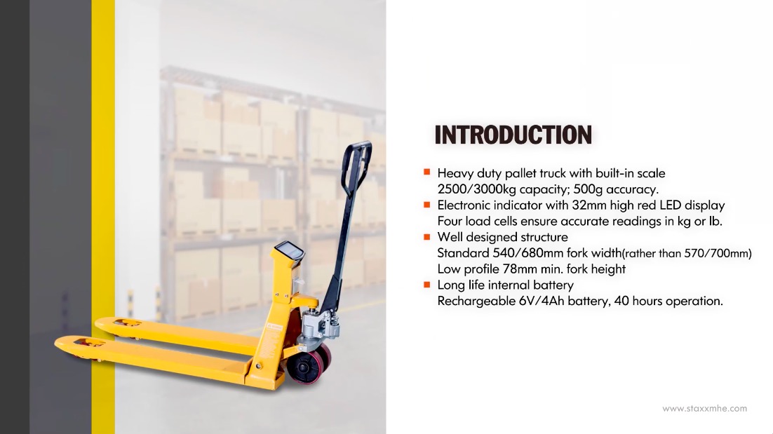 High Quality WH25/30ES SCALE PALLET TRUCK Wholesale Ningbo Staxx
