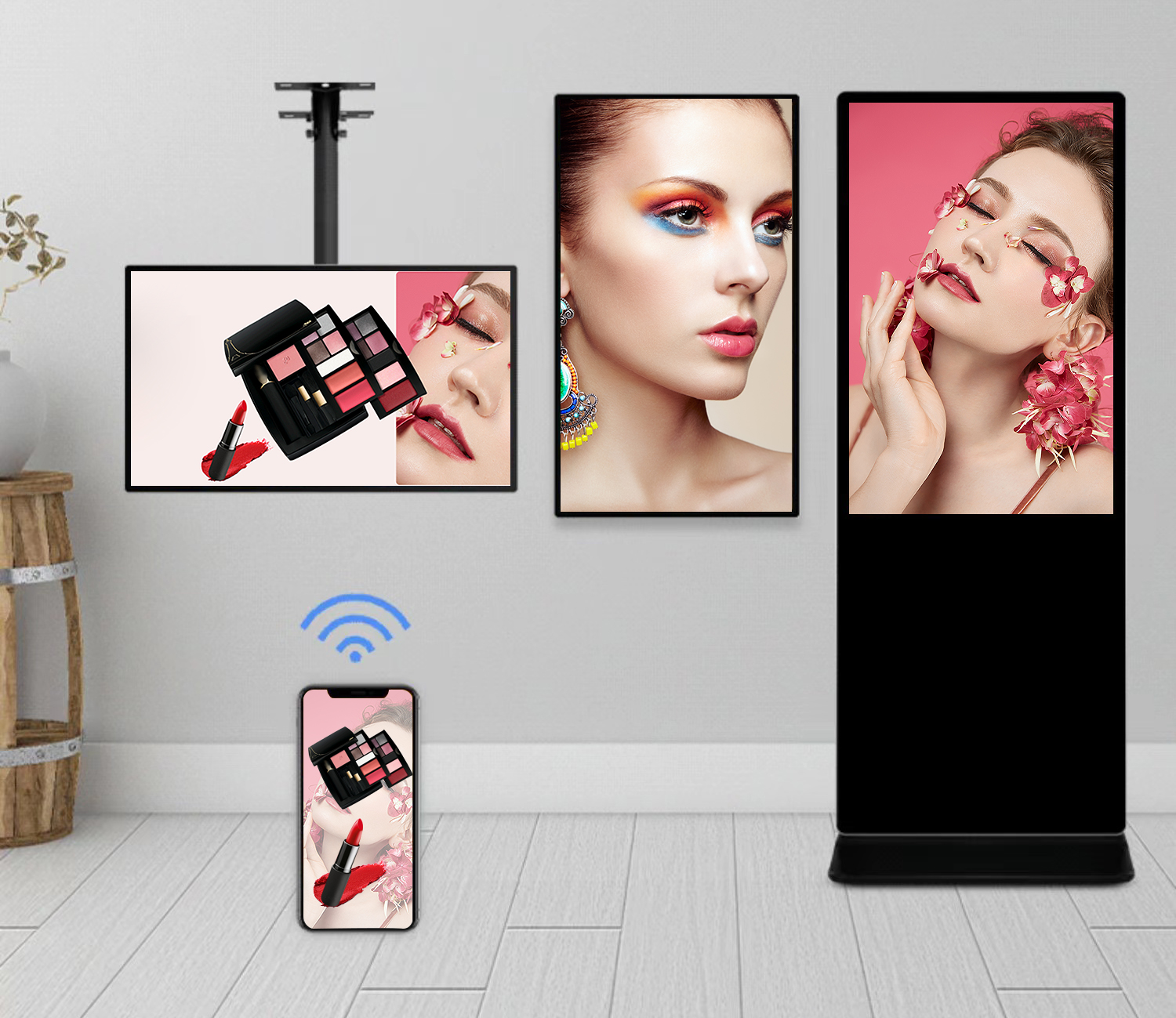 Refee High Brightness Advertising Sunlight Readable Screen Lcd Stand Touch Screen Display 49inch 1264