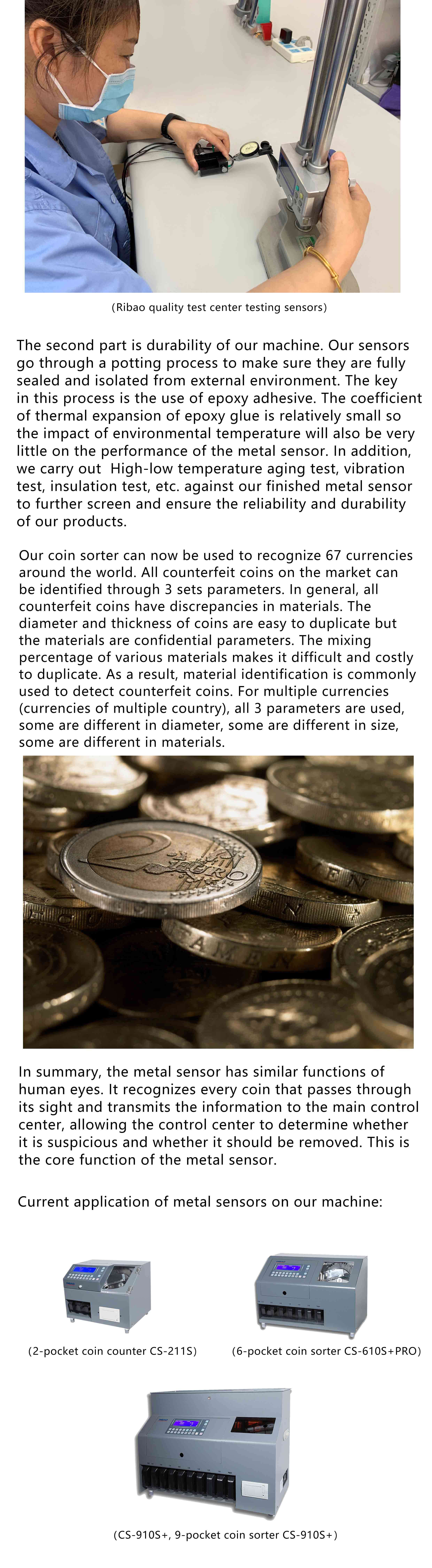 The eye of coin sorter/coin counter alloy sensor