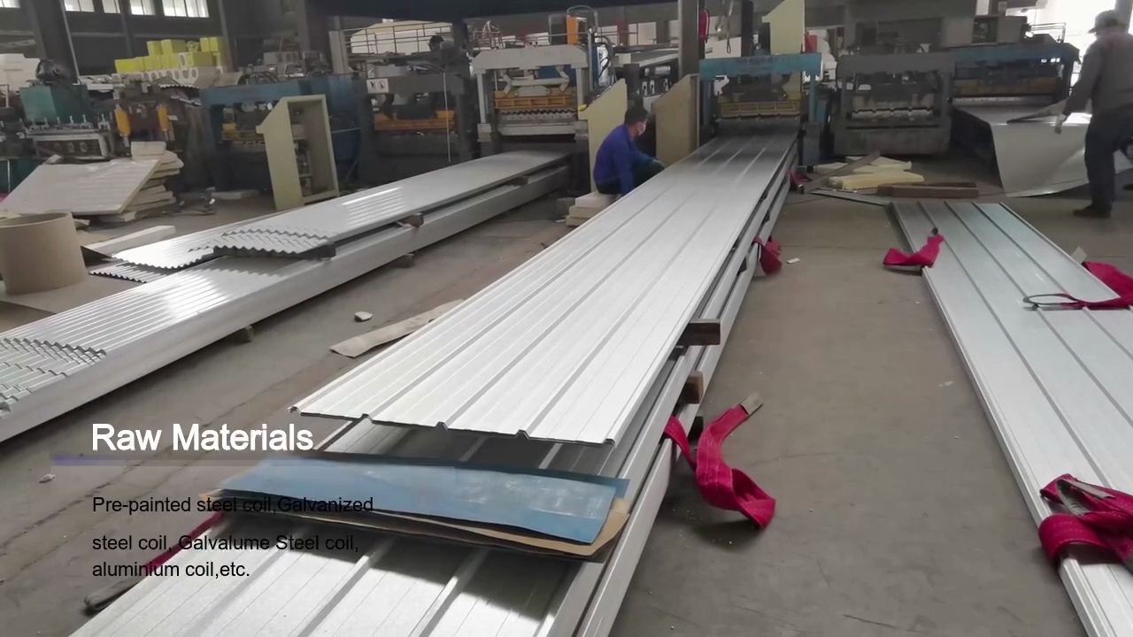Corrugated steel sheets are roll formed by roll forming .machines, the thickness and color can be different, .these panels are featured with easy installation, high .strength, more economic , (low lost ).PRODUCT DESCRIPTION.They are widely use as the wall or roof of .factory, warehouse, garage, exhibition .center, cinema etc.PRODUCT DESCRIPTION.Raw Materials.Pre-painted steel coil,Galvanized .steel coil, Galvalume Steel coil, .aluminium coil,etc.Direct overlaped model,screw hidden .model,self-locked model or as you want.Don't you consider choosing favorite one?Corrugated Sheet in Different Models.Roofing sheet, roof sheet,wall sheet, .Metal roofing.Application.