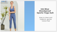 Xike Ladies Ink Blue Shockproof Sports Yoga Suit Custom