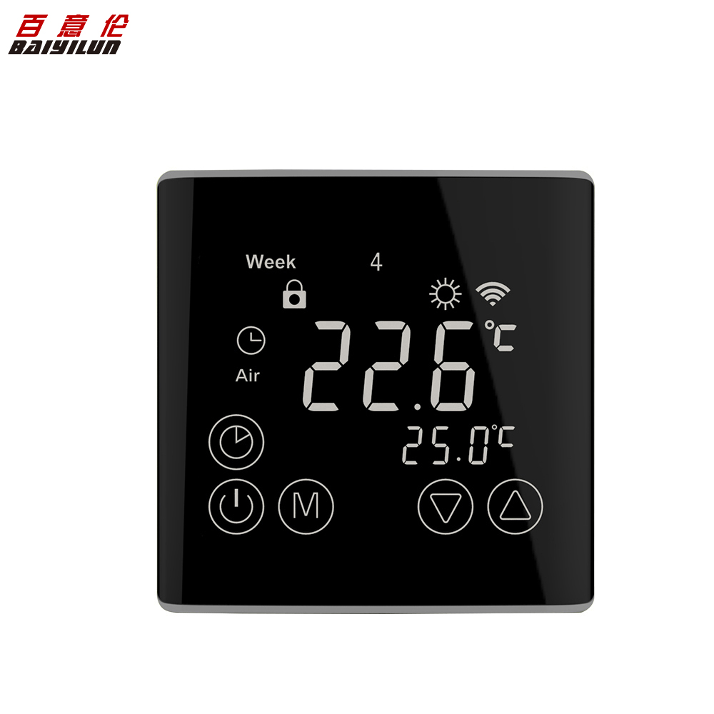 BYL-117 Smart Room Thermostat Glas Total Touchscreen Schwarz High-End APP Control 230V WIFI Tuya Thermostat