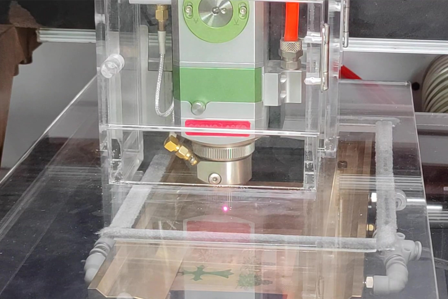 acrylic cover in the cutting machine