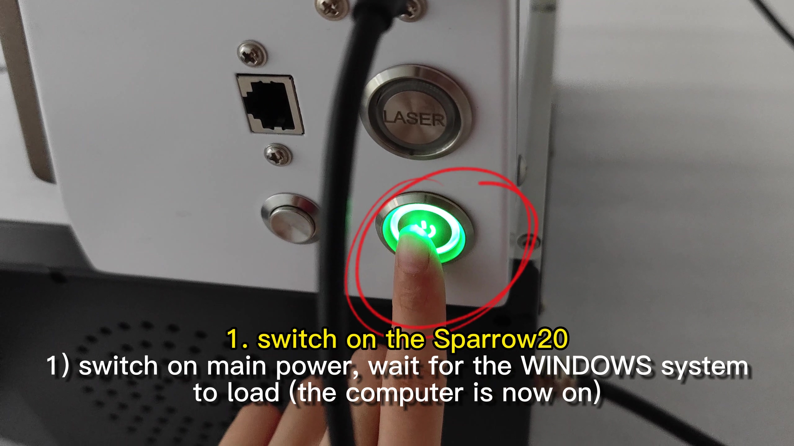 how to switch on the Sparrow20, step one: