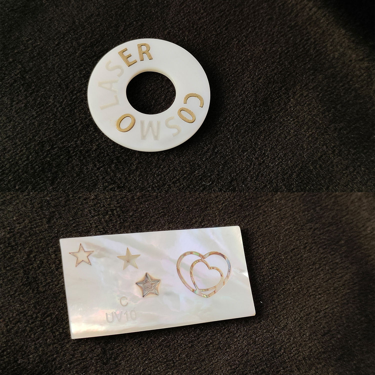 mother of pearl laser marking samples