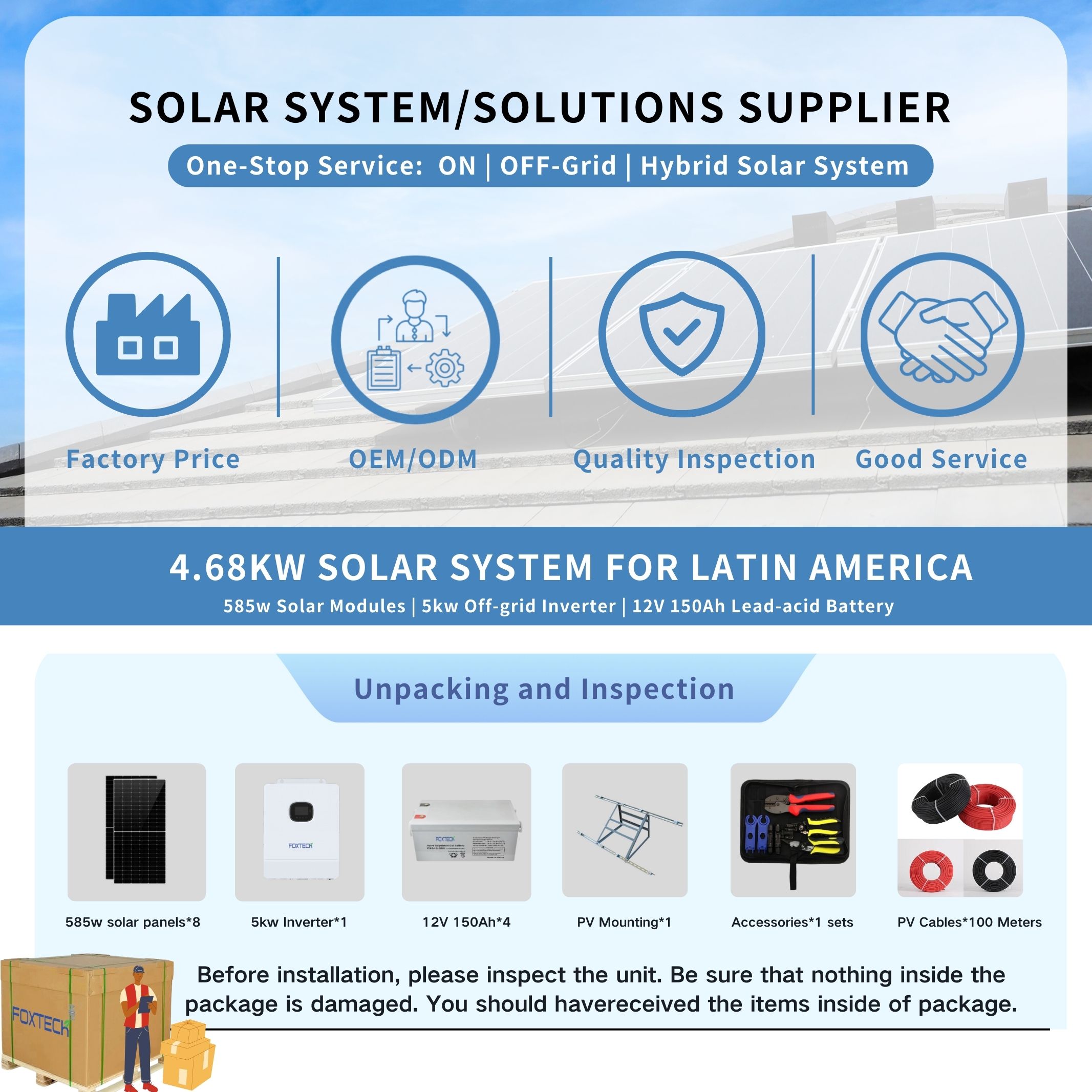 Foxtech Allinone Solar System Supplier OFFGrid 5kw Solar Storage