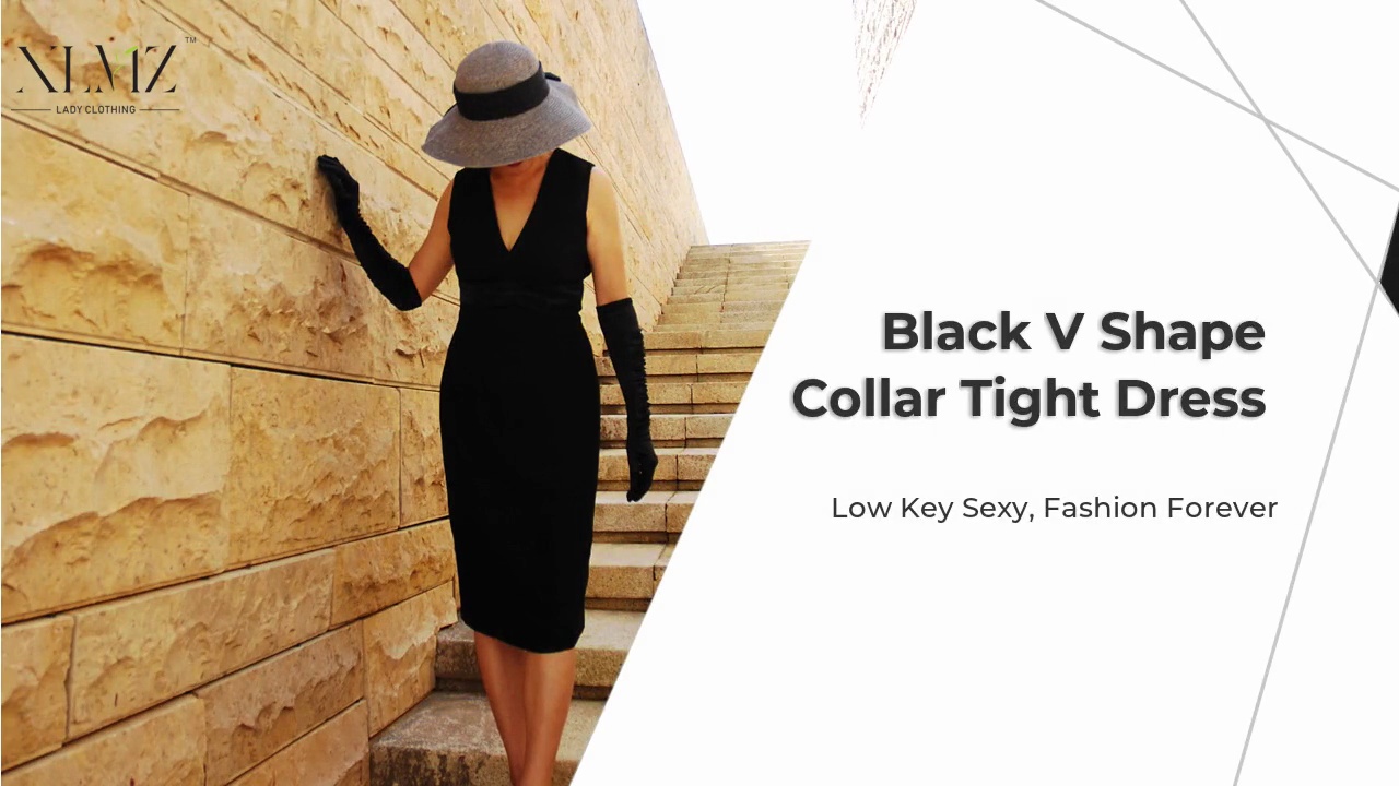Black V Shape .Collar Tight Dress .Low Key Sexy, Fashion Forever.