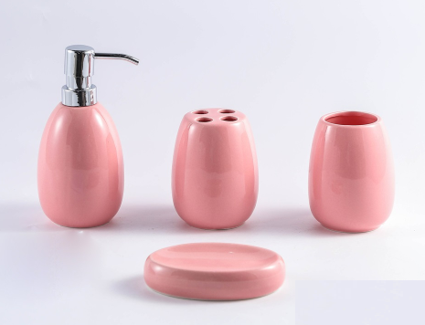 Keramik-Badezimmer-Set, vierteilig, Wasch- und Gurgelset, Mundspülbecher, Seifenschale, Badezimmerzubehör