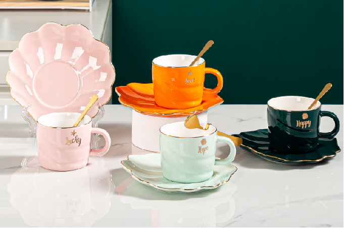 European creative shell coffee cup home light luxury afternoon tea ...