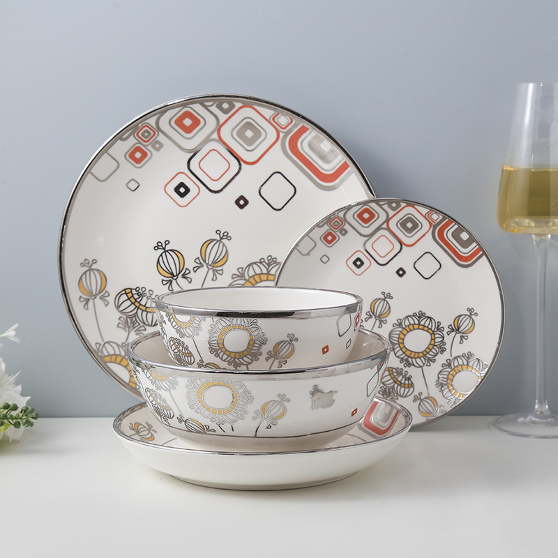 Round ceramic bowls and plates factory wholesale dinnerware sets