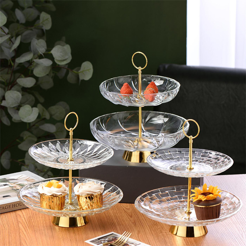 Light crystal fruit plate cake rack snack plate candy fruit handle