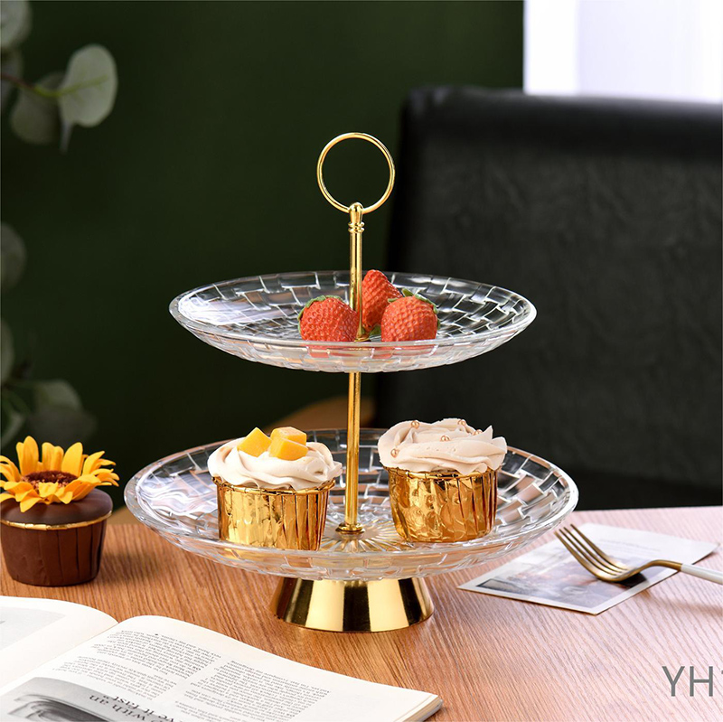 Light crystal fruit plate cake rack snack plate candy fruit handle