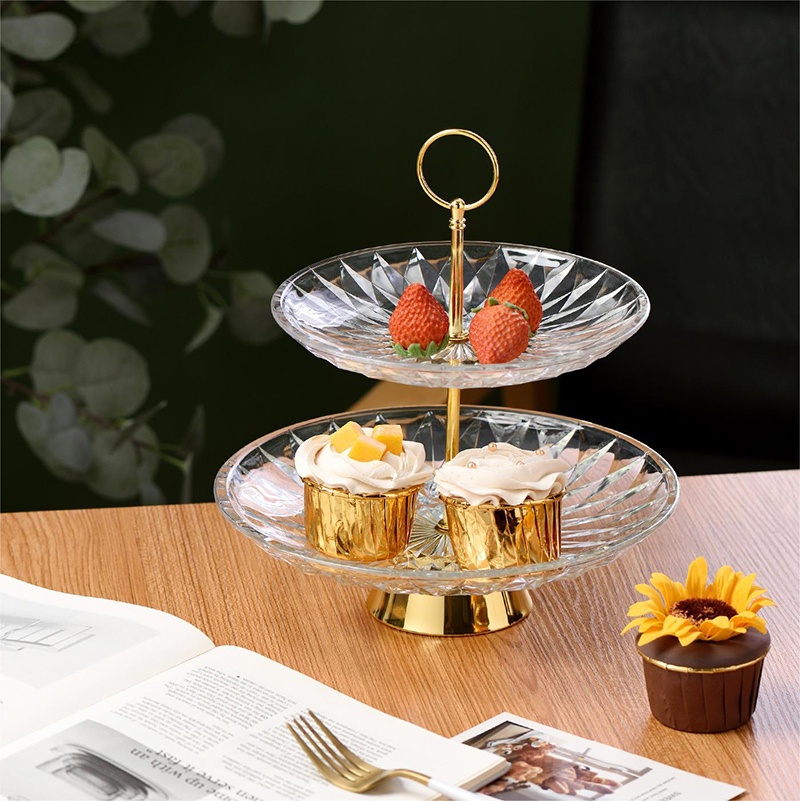 Light crystal fruit plate cake rack snack plate candy fruit handle ...