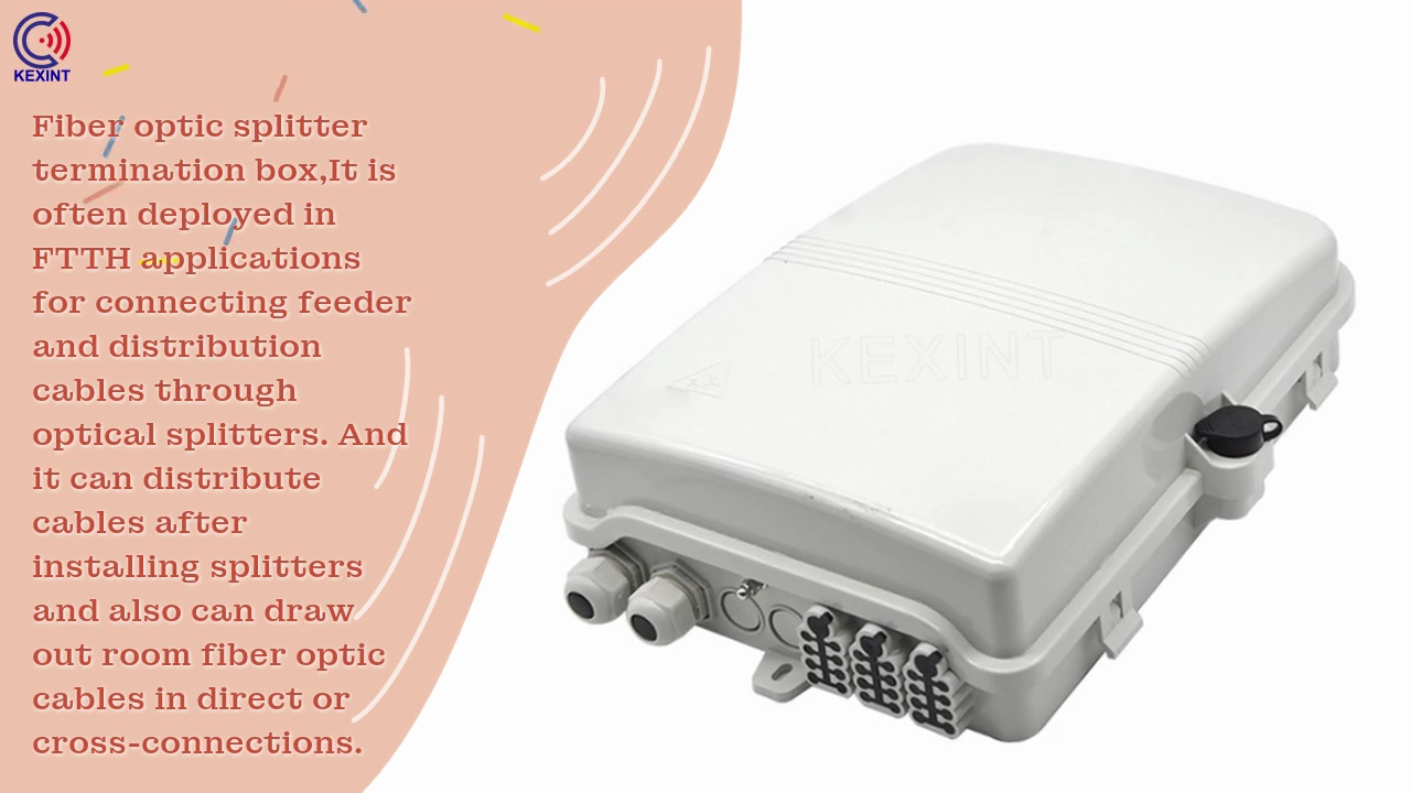 Fiber optic splitter .termination box,It is .often deployed in .FTTH applications .for connecting feeder .and distribution .cables through .optical splitters. And .it can distribute .cables after .installing splitters .and also can draw .out room fiber optic .cables in direct or .cross-connections. .