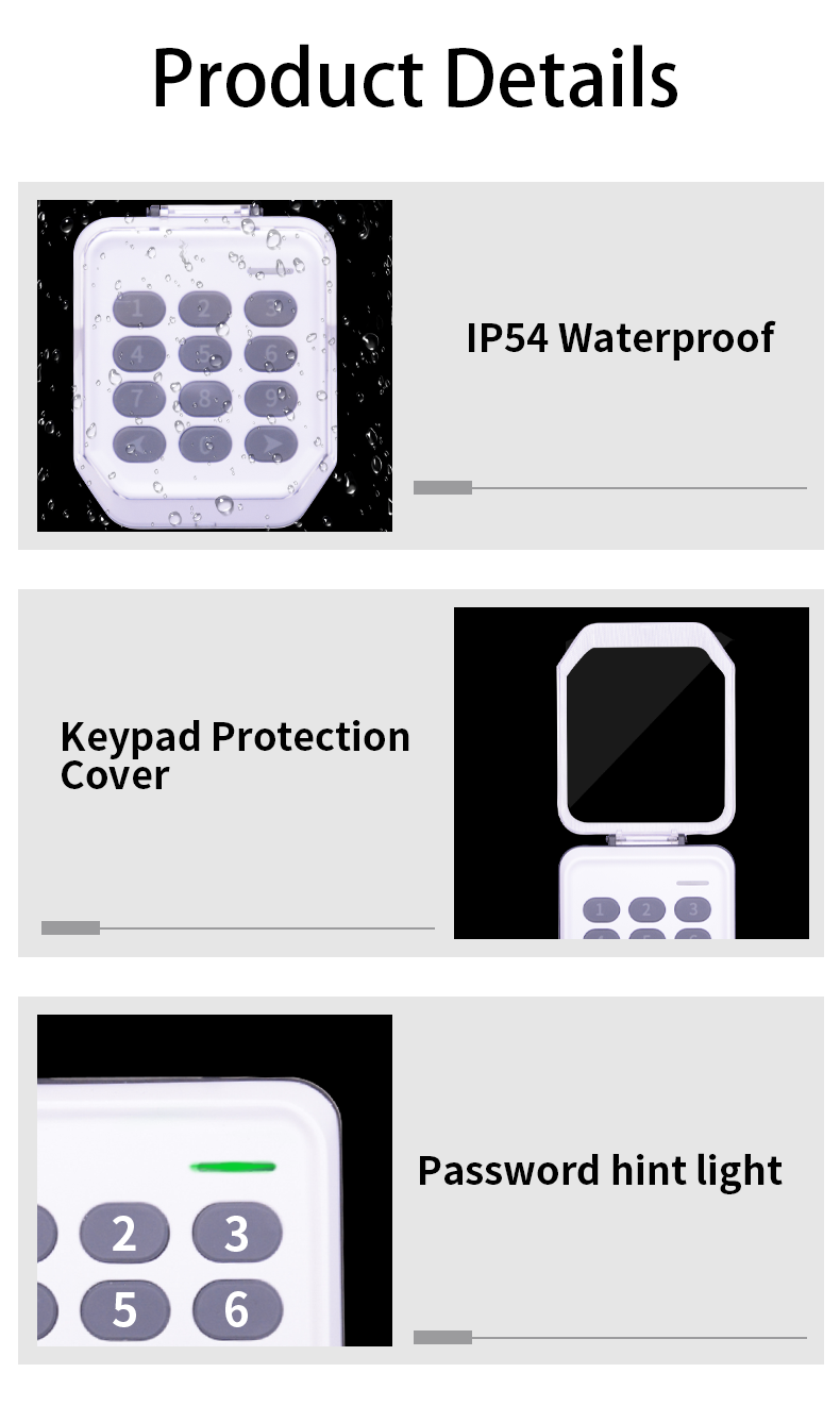 YET-KP01 Access Code Lock 433MHz Rolling Code Waterproof Intelligent ...