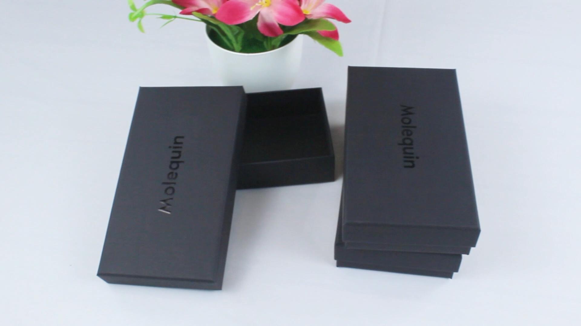Caixas de presente de papelão preto personalizado com fabricantes de tampas da China