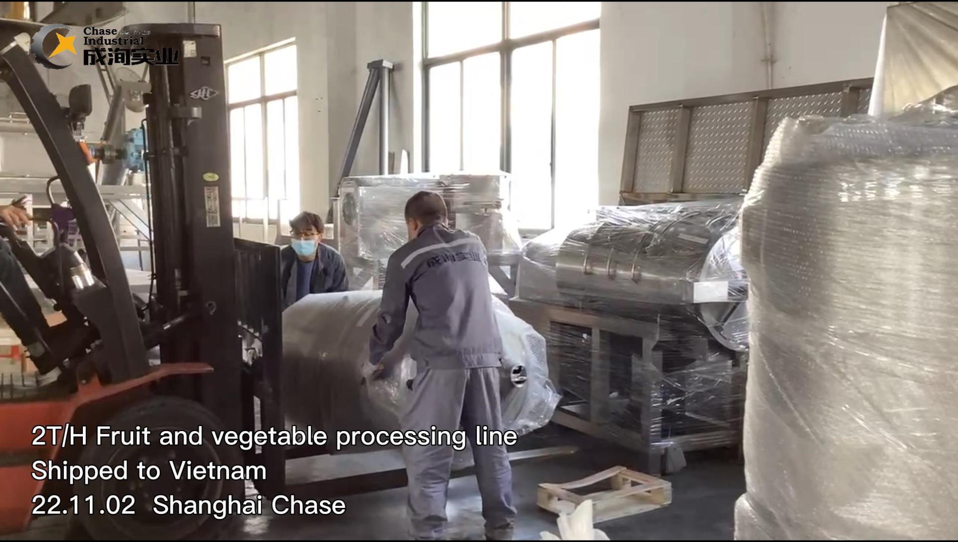 Línea de procesamiento de frutas y verduras de 2T/H, enviada a Vietnam