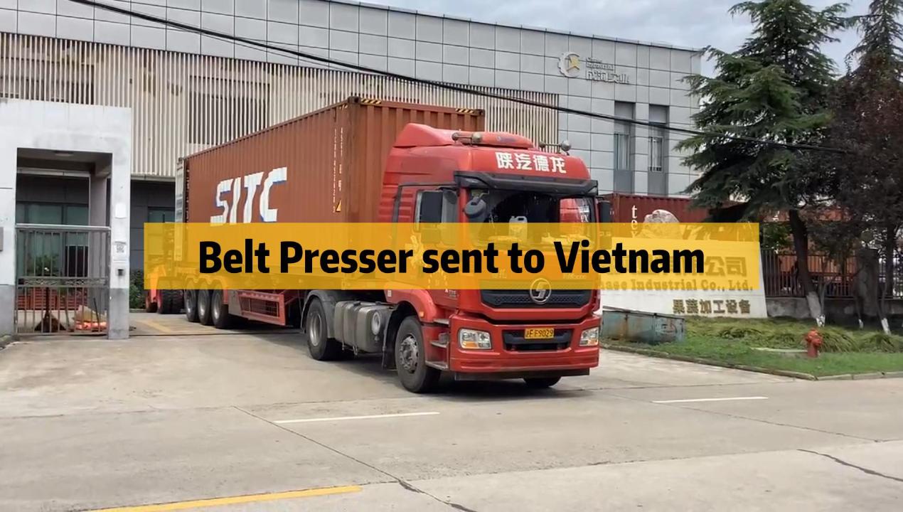 Envio de 3 prensas de banda personalizadas para produtor de suco vietnamita