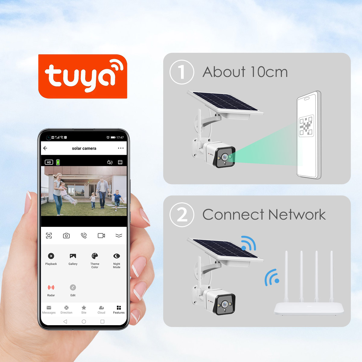 Tuya 1080p wifi solar powered camera