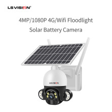 LS VISION New Private Model Low Power Wireless 4MP 1080P 4G/Wifi Floodlight Solar Battery Powered PTZ Camera