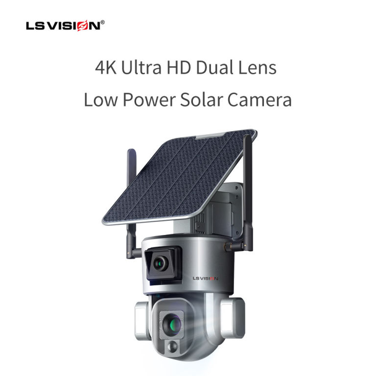 LS VISION Best Marvelous Series Auto Human Tracking Outdoor 4K Dual Lens 4G Solar Powered Battery Reflector Cámara PTZ