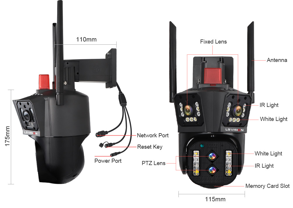LS VISION 4MP HD 10X Optical Zoom Ultra Wide Angle 3 Screens Automatic