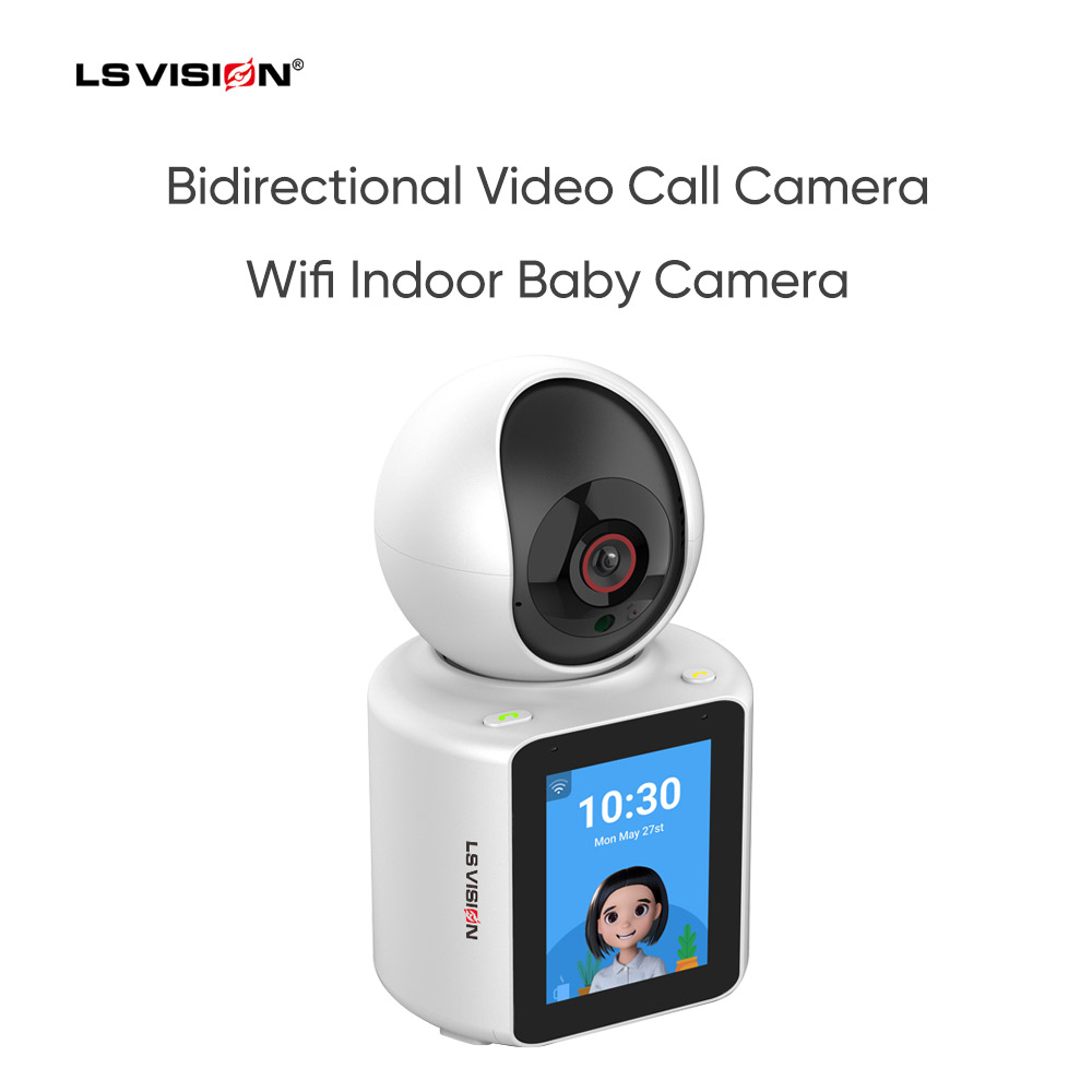 LS VISION 2mp 1080p LCD Screen HD Smart Home Wifi Camera Supports Bluetooth Two Way Audio and Video Call Mobile Tracking