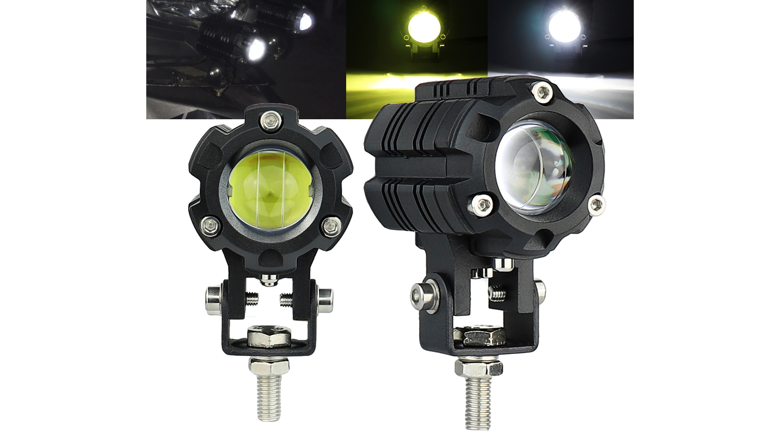 مصباح قيادة صغير LED عالمي من Aukma شعاع مرتفع منخفض مع لون مزدوج لدراجة نارية ATV UTV SUV 4x4 قارب