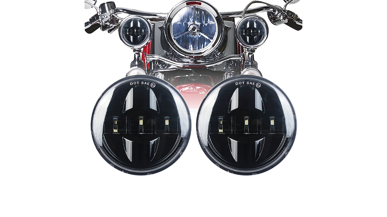 Pair 4-1/2" 4.5Inch LED Auxiliary Passing Lights Fog Spot Lamp for Harley Motorcycle