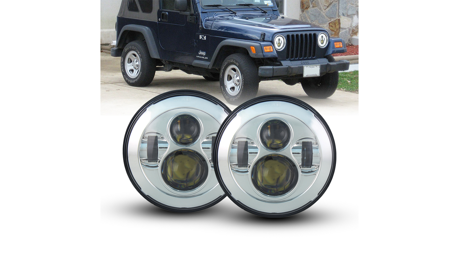 DOT Approved Osram 7inch Round LED Headlights Hi/Low For Jeep Wrangler JK TJ CJ LJ