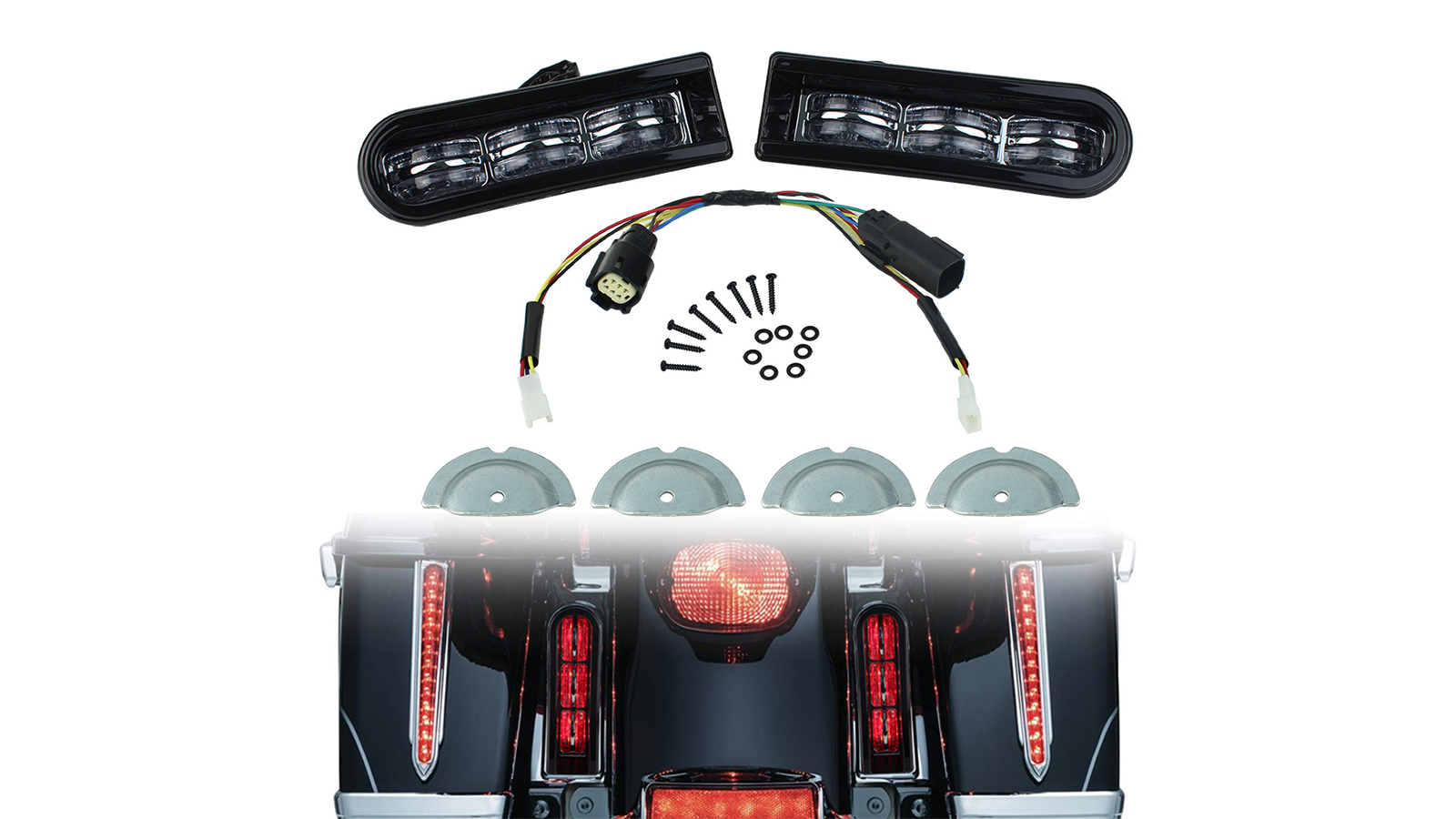 Motorcycle LED Rear Saddlebag Filler Support Taillight Running Light For Touring Electra Glide Road King 2014-2020
