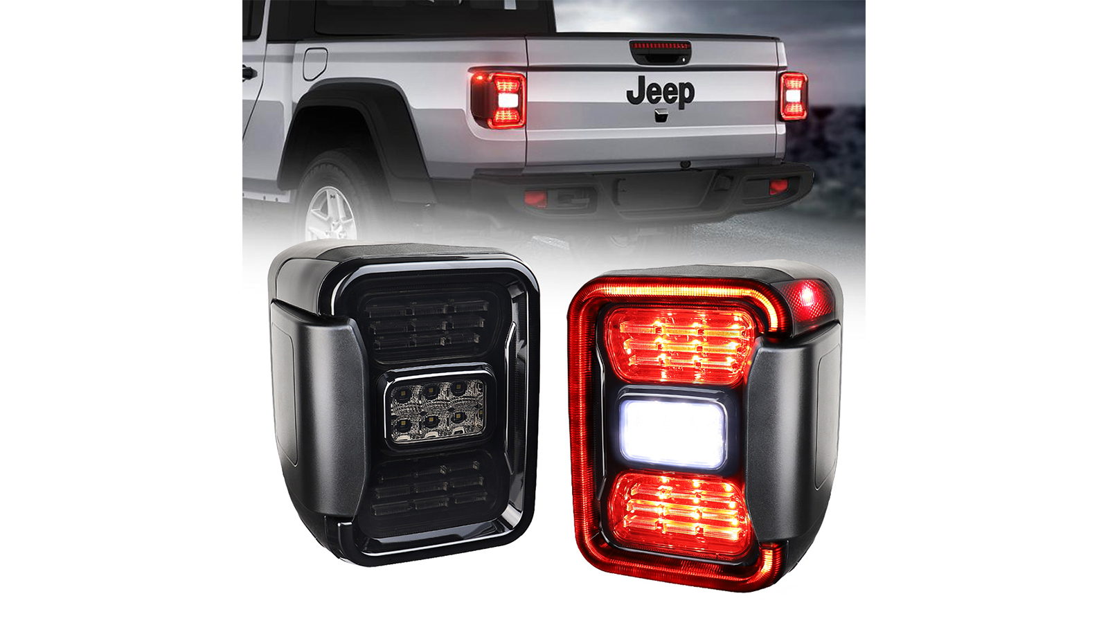 Gladiator LED Tail Lights Assembly,Smoked Fit for Jeep Gladiator JT 2020 2021