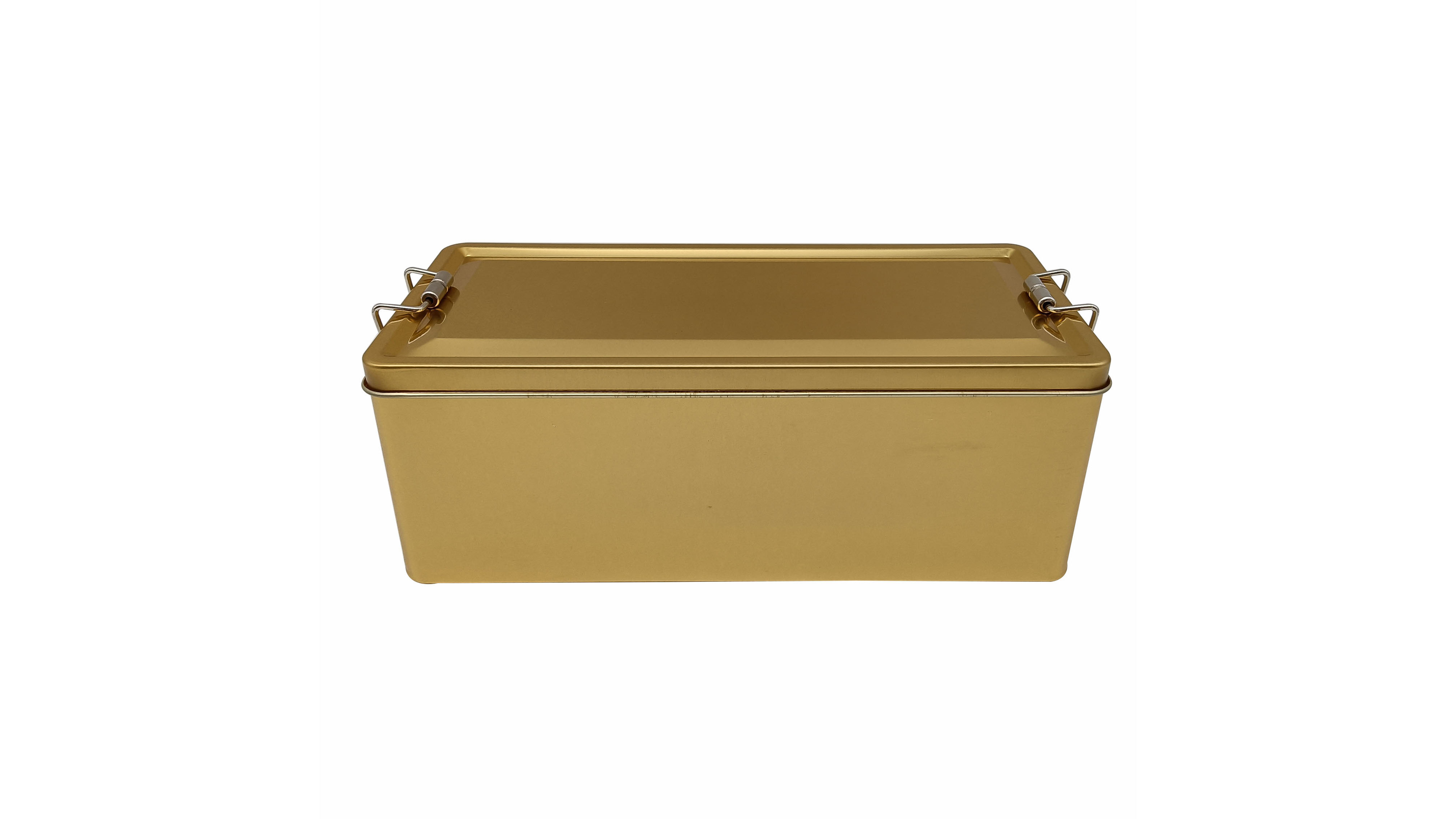 High quality soild gold rectangular storage tin box with locks | Color