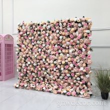GNW W11-6 Decor In Stock Excellent Quality 3d Rose Flowers Background Decoration Wedding Roll Up Flower Wall