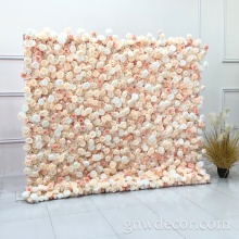 GNW W11-9 Customized Big Round Pink Leaf Plant Wedding Decorative Backdrop Black Rose Ivory Blush Artificial Silk Flowe