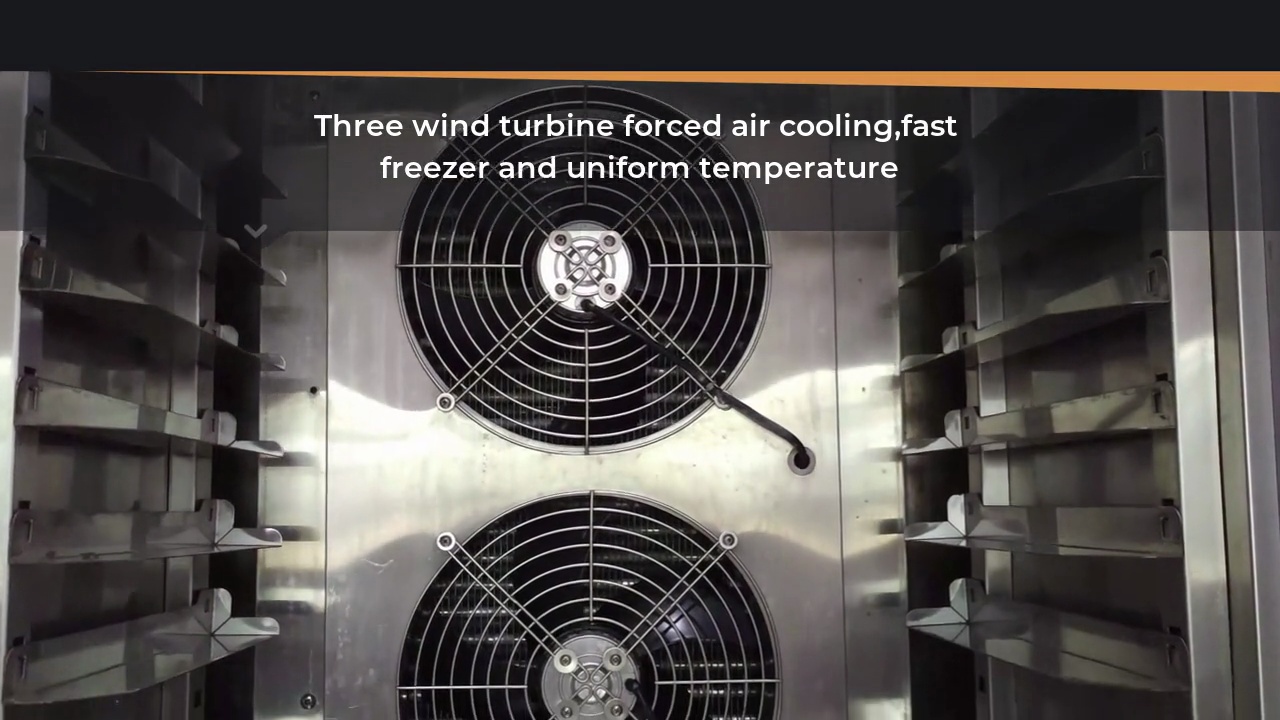 Three wind turbine forced air cooling,fast .freezer and uniform temperature.