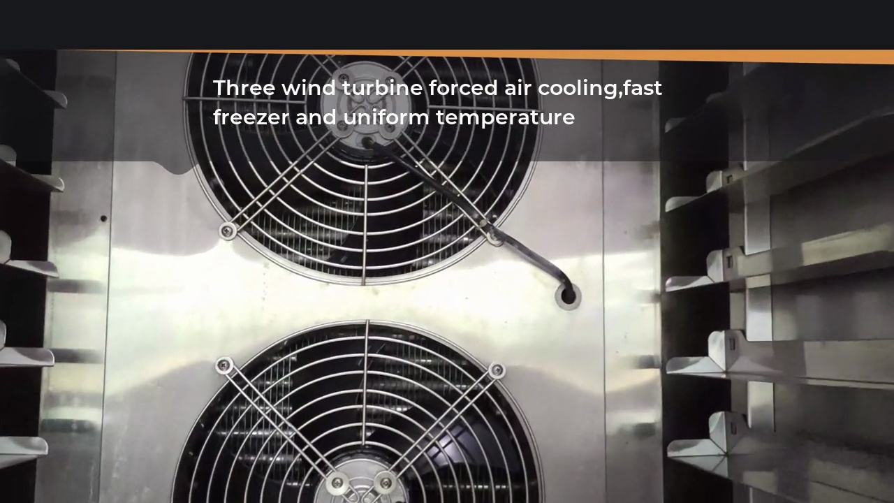 Three wind turbine forced air cooling,fast .freezer and uniform temperature.