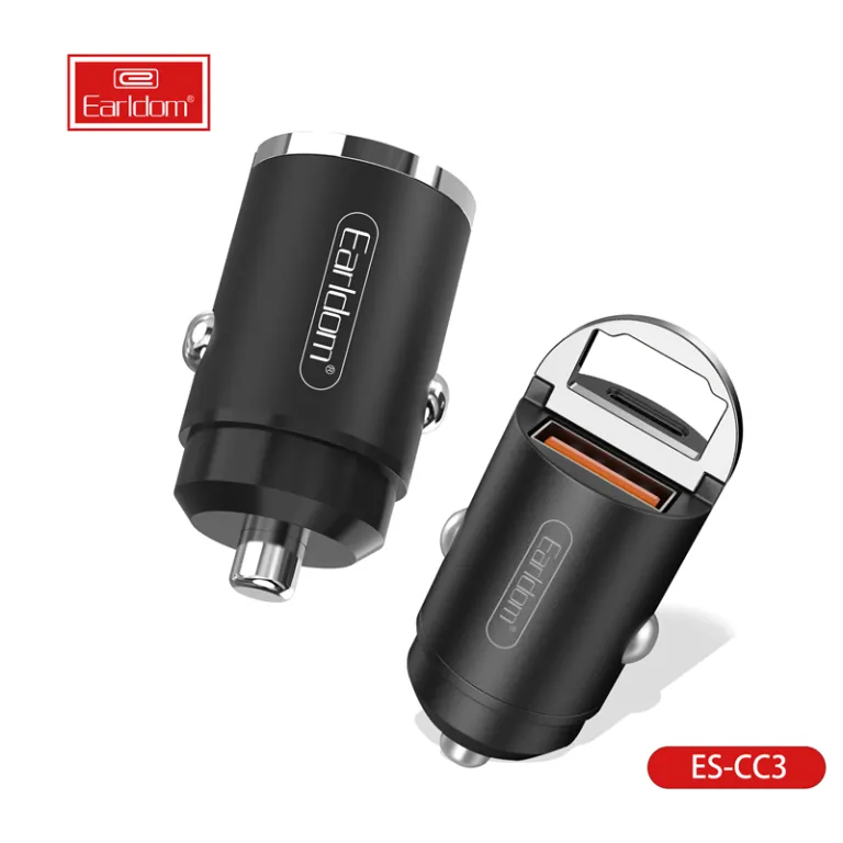 Best Quality Earldom PD fast charge 45W QC4.0 small usb-c mobile phone  charger for car with ring Factory