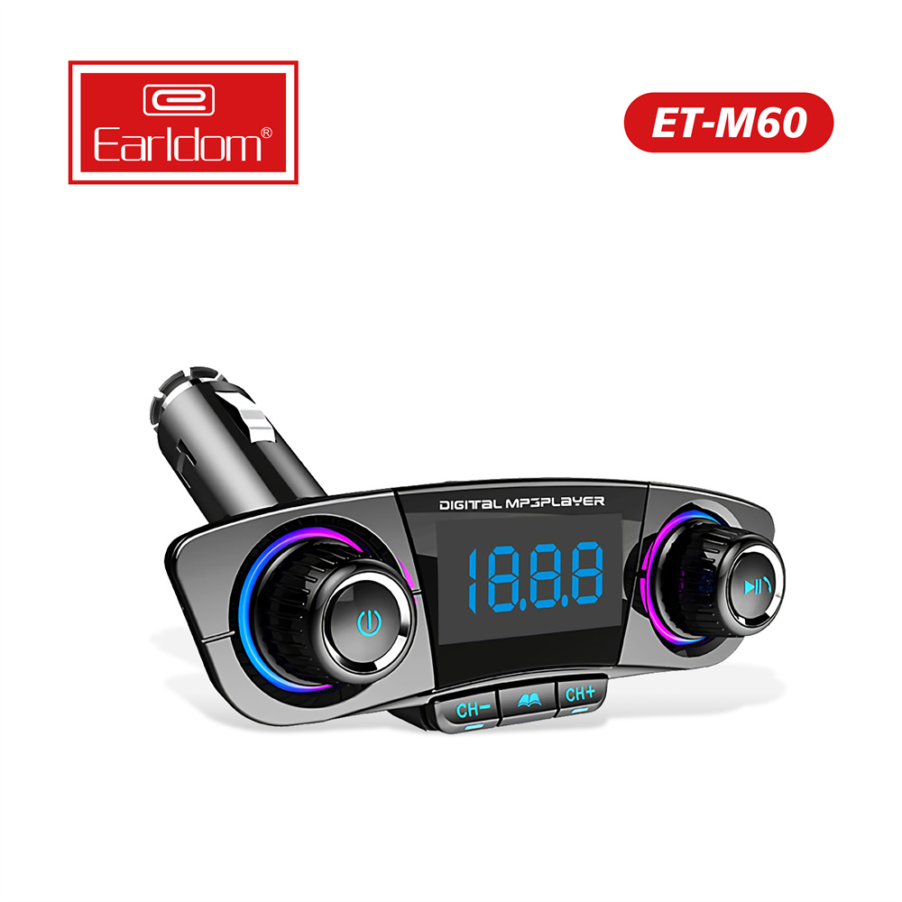 Earldom Bluetooth FM Transmitter، Display Car Charger Adapter Wireless Bluetooth Receiver Kit حر اليدين