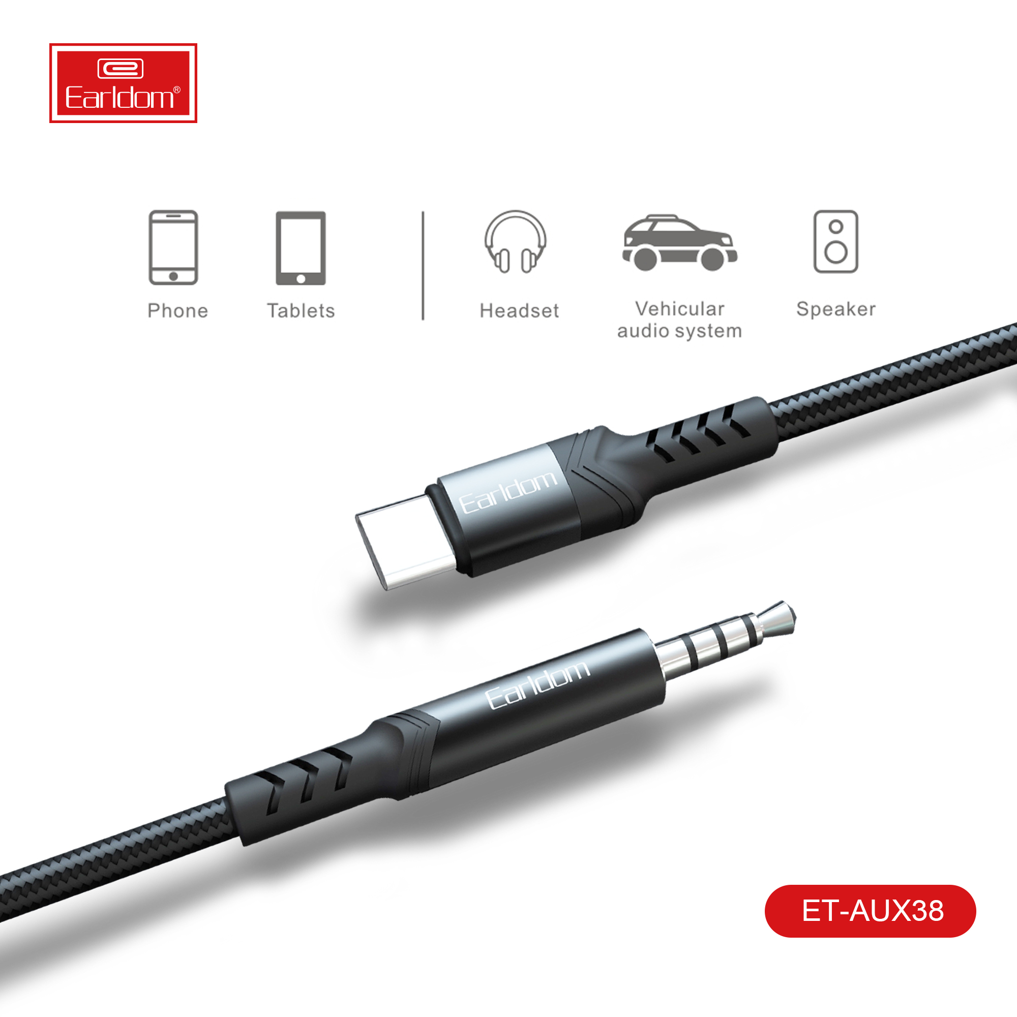 EarldomType C auf 3,5 mm Audio Aux Jack Adapter USB C Stecker auf 3,5 mm 4 Pole Stecker Verlängerungskopfhörer Audio Stereokabel Adapt